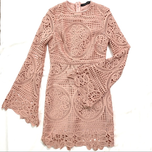 Haute Rogue Emma Pink Lace Bodycon Mini Dress XS - Picture 5 of 10
